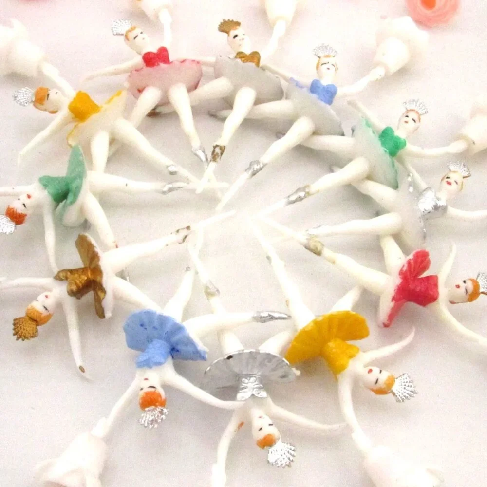 Vintage Ballerina Cake Topper Dancer Candle holder Retro Party Cupcake Birthday